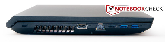 Lato sinistro: Kensington Lock, VGA, LAN, HDMI, 2x USB 3.0