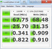 Crystal Disk Mark 68 MB/s lettura/scrittura