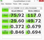 CrystalDiskMark 76 MB/s seq. read