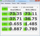 Crystal Disk Mark 3.0: 73 MB/s Lettura/Scrittura