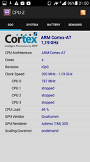 CPU-Z rivela la presenza di un SoC ARM Cortex-A7 quad-core.