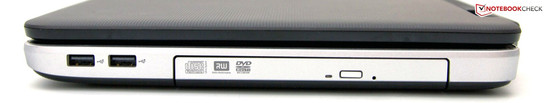 Lato Destro: 2 porte USB 2.0, DVD drive