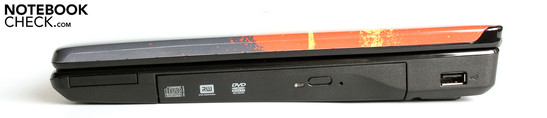 Destra: ExpressCard34, unità DVD, USB