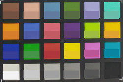 ColorChecker fotocamera principale: i colori originali sono mostrasti nella metà inferiore di ogni patch.