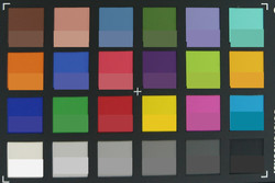 Screenshot dei colori ColorChecker. I colori originali sono mostrati nella metà inferiore di ogni patch.