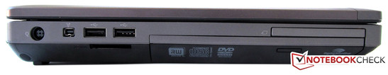 Lato Sinistro: 1 IEEE1394, 2 USB 2.0, 1 card reader, masterizzatore DVD, PC ExpressCard