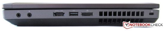 Lato Destro: 2 porte audio, 1 eSATA/USB, 1 USB 2.0, 1 porta display