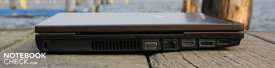 Lato Sinistro: Kensington, VGA, Ethernet-LAN, HDMI, eSATA/USB 2.0 combi, USB 2.0m ExpressCard34