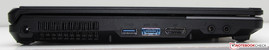 Lato sinistro: alimentazione, USB 3.0, porta combo USB 3.0 /eSATA, Displayport, microfono, cuffie
