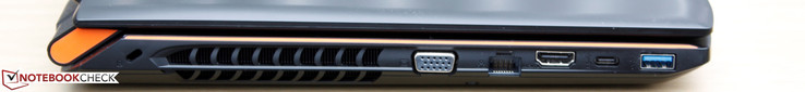 Left: Kensington Lock, VGA, Gigabit Ethernet, HDMI, USB Type-C Gen. 2, 1x USB 3.0
