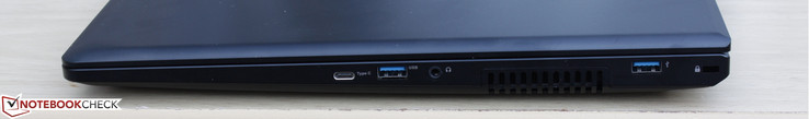 Right: USB 3.1 Type-C Gen. 2, 2x USB 3.0, 3.5 mm combo audio, Kensington Lock