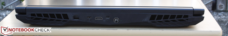 Rear: Gigabit Ethernet, USB Type-C + Thunderbolt 3, HDMI 2.0, mDP 1.2, AC adapter
