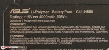 La batteria ha una capacità di 59 Wh (screenshot: N550JV-CN201H GT 750M).