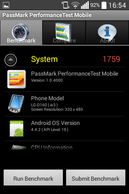 Il benchmark PassMark Performance rivela fra le altre cose il numero di modello del telefono.