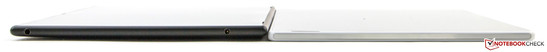 Il Lumia 2520 (8.9 mm, a sinistra) è notevolmente più spesso dell'Xperia Z2 Tablet (6.4 mm).