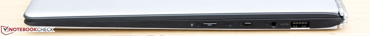 Right: Power button, Lenovo OneKey, Rotation lock, 3.5 mm headphones, USB 3.0