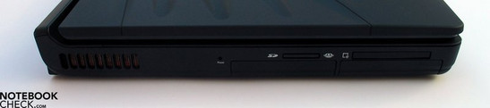 Lato sinistra: HDD slots, SD-Cardreader, Express Card