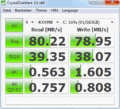 Crystal Disk Mark 80 MB/s lettura