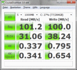 I risultati dei tests dell'hard disk sono stati effettuati con CrystalDiskMark