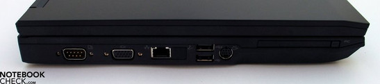 Lato sinistro: porta Seriale, VGA-Out, LAN, 2x USB 2.0, S-Video