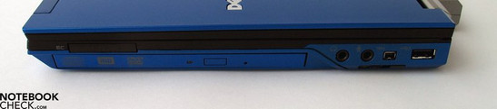 Lato destro: ExpressCard 34mm, DVD Laufwerk, Audio Ports, Firewire, USB 2.0