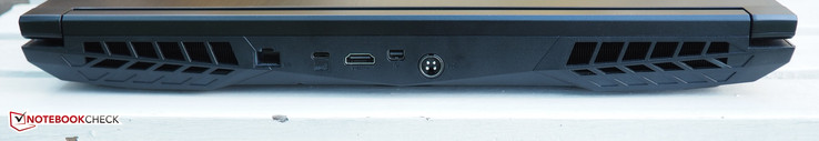 Lato posteriore: RJ45-LAN, USB 3.1 Type-C, HDMI, Mini-DisplayPort, AC