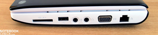 Lato destro: SD Cardreader, Audio, USB 2.0, VGA-Out, LAN