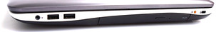 Lato Destro: jack stereo combinato, 2x USB 3.0, Blu-ray drive, porta subwoofer, Kensington Lock