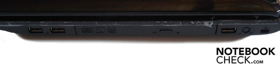 Destra: 2x USB 2.0, masterizzatore DVD, USB 2.0, Kensington lock