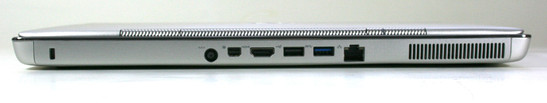 Retro: Kensington lock, alimentazione, Mini-Displayport, HDMI, USB 2.0, USB 3.0, LAN