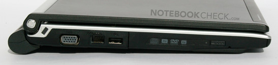 Lato sinistro: masterizzatore DVD, USB, LAN, VGA, Kensington Lock