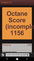 Il benchmark Google Octane 2.0 non è stato portato a termine.