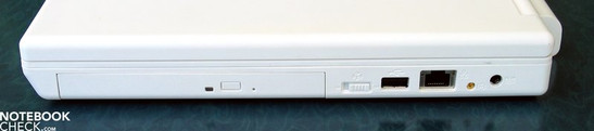 Lato Destro: DVD (Blu-Ray) drive, USB 2.0, LAN, antenna, alimentazione