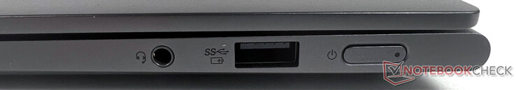 A destra: 1x USB 3.2 Gen-1 (5GBit/s, alimentato), 1x jack da 3,5 mm (mic-in/audio-out combinato)