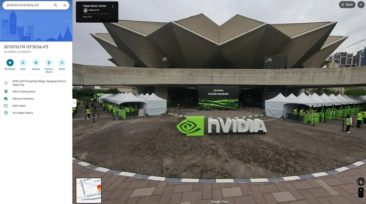 Le coordinate nei post di Nvidia e Windows indicano la posizione del keynote di Nvidia su Google Maps