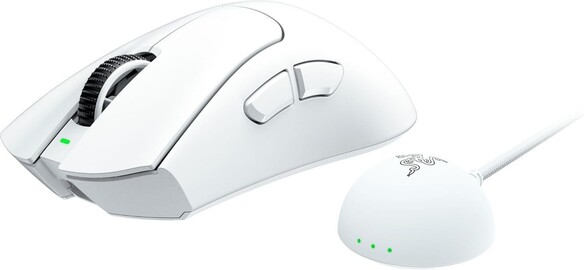 Razer DeathAdder V4 Pro con dongle wireless in versione bianca (fonte: Amazon)