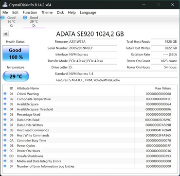 ADATA SE920 funziona con PCIe 4.0 x4