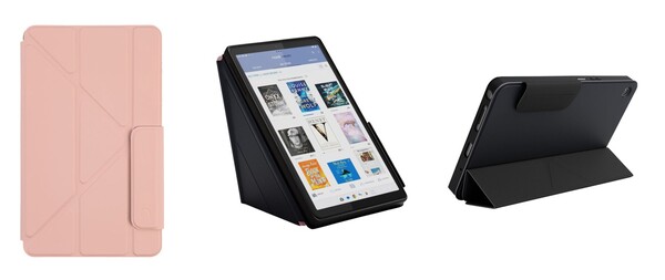 La custodia ufficiale per il Nook Reading Tablet 8.7 supporta l'utilizzo del tablet in orientamento verticale e orizzontale.