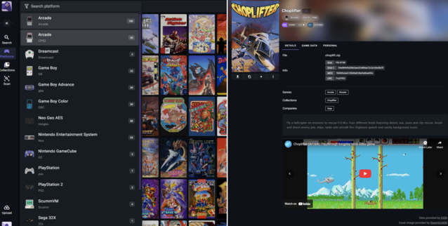 RomM raccoglie i dati da varie fonti in una libreria categorizzata, ricercabile e di grande aspetto, con screenshot e video (Fonte: Notebookcheck)