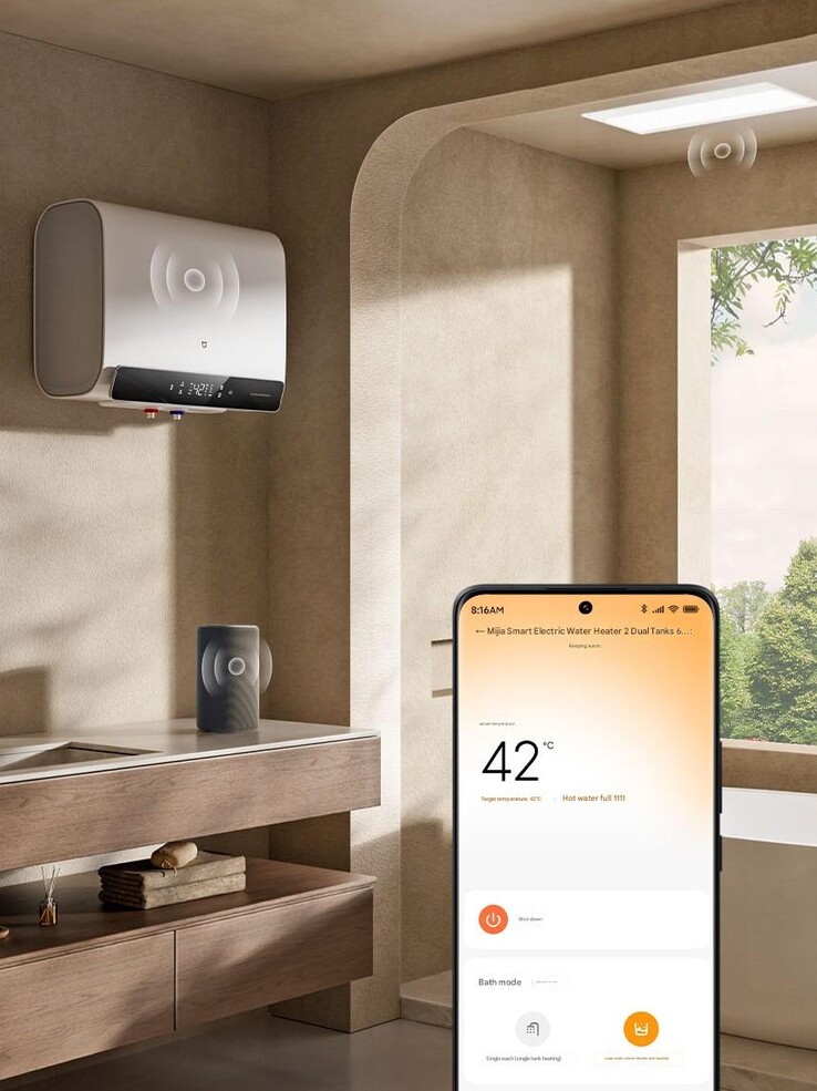 Lo scaldabagno elettrico intelligente Xiaomi Mijia 2 è compatibile con l'app del marchio. (Fonte: Xiaomi, traduzione automatica)