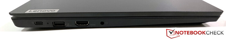 A sinistra: USB-C 3.1 Gen.1 (Alimentazione + DisplayPort su USB), USB-A 3.1 Gen.1 (AlwaysOn), HDMI 1.4b, jack audio da 3,5 mm
