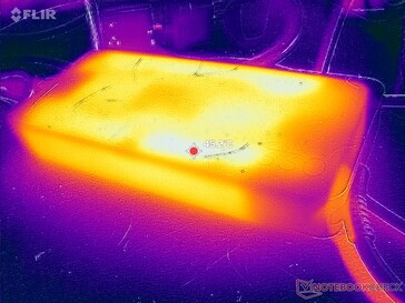L'adattatore CA raggiunge oltre 45 C quando si utilizzano carichi impegnativi