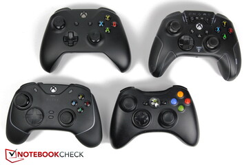 In senso orario dall'alto a sinistra: Microsoft Xbox One Controller, Turtle Beach Recon Controller, Razer Wolverine V2 Chroma, Microsoft Xbox 360 Controller