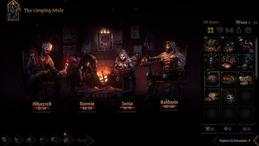 Un'immagine che mostra quattro eroi in Darkest Dungeon II.