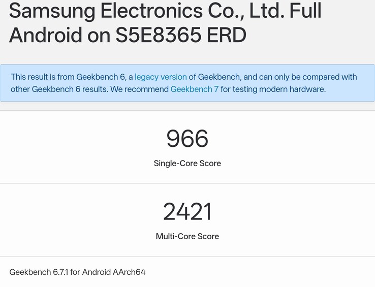 Il risultato di Geekbench per l’Exynos 1610 su un ERD