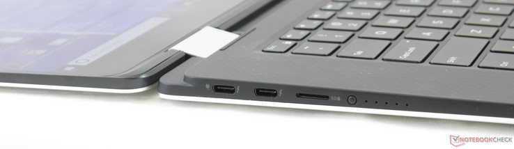 A sinistra: 2x USB Type-C con Thunderbolt 3, lettore MicroSD, check batteria