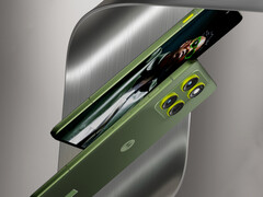 Il Motorola Edge 70 nella sua opzione di colore Pantone Bronze Green. (Fonte immagine: via Evan Blass)