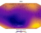 Una rappresentazione dell'Anomalia del Sud Atlantico nel 2025 (Fonte: Finlay, C.C. et al., 2025; ritagliato)