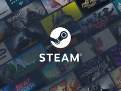 Il logo di Steam, con un assortimento di miniature di giochi.