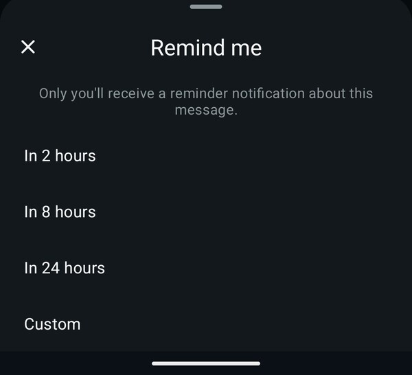La funzione Ricordami di WhatsApp consente agli utenti di scegliere un'ora preimpostata o di creare un'ora e una data personalizzate. (Fonte: Notebookcheck)